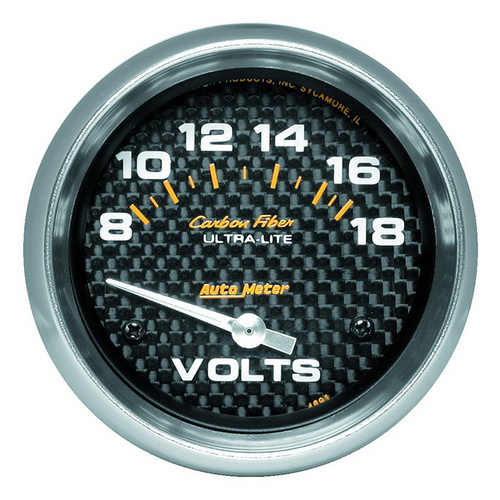 Auto Meter Carbon Fiber Series Voltmeter Gauge AU4891