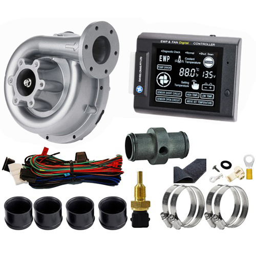 EWP & LCD Controller Kit - Aluminium Electric Water Pump - 130 Litres/Min Suit Engines 6-8 Cyl Over 400 HP & Heavy Duty 4WD's