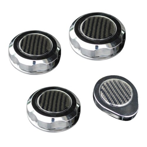 Autotecnica Mustang 5.0L 4 Piece Chrome Cap Set with Carbon Fibre Inserts