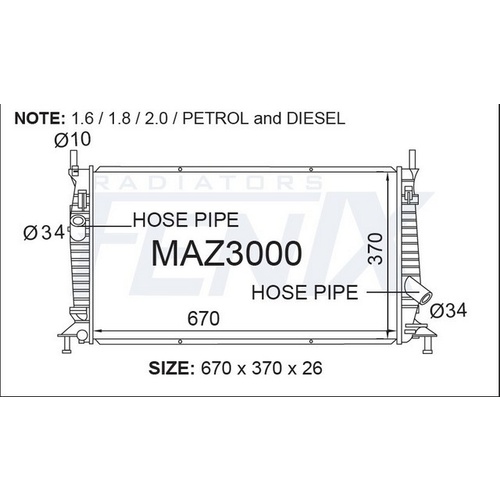 Fenix Radiator (MAZ3000-PA26A)