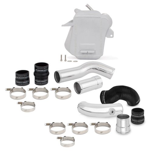 Mishimoto Ford 6.7L Powerstroke Air-to-Water Intercooler Kit, 2011+, Silver Cooler, Polished Pipes