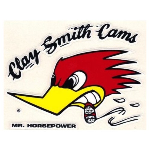 Clay Smith Cams Sticker - Small With Woodpecker logo, 2.375" (H) x 3.5" (W) L/H