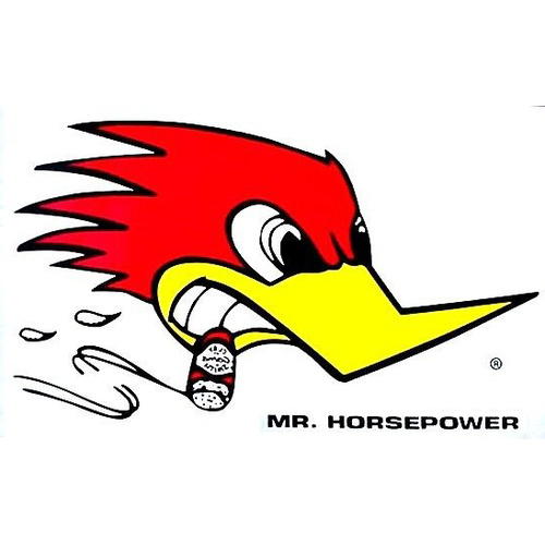 Clay Smith "MR HORSEPOWER" Sticker - Large With Woodpecker logo, 6.5" (H) x 11" (W) R/H