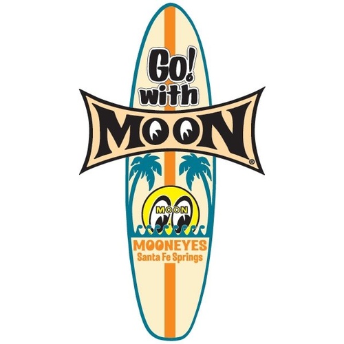 Surfboard Sticker - Go With Moon Logo, 9" x 5"