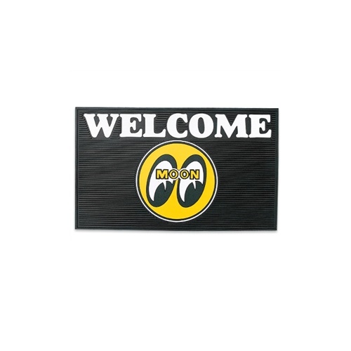 Welcome Rubber Floor Mat - Black With Yellow Moon Logo