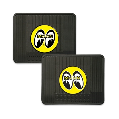 Rubber Floor Mats - Rear Black Mats With Yellow Moon Logo