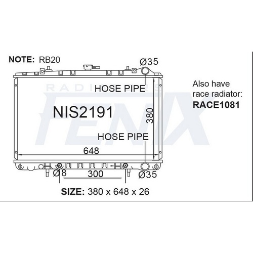 Fenix Radiator Plastic Aluminium Type (NIS2191-PA26A)