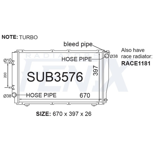 Radiator (SUB3576-PA26A)