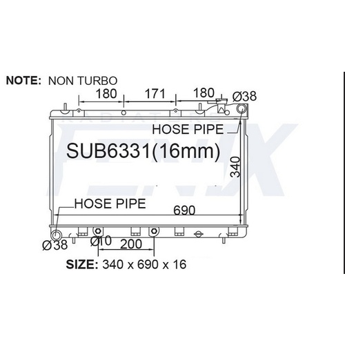 Radiator - Up To 1998 Trans Fittings 200mm Apart (SUB6331-PA16A)